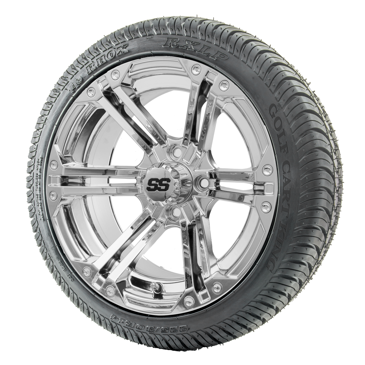 14" RHOX RX352 Chrome Wheels and LowPro Tires Combo