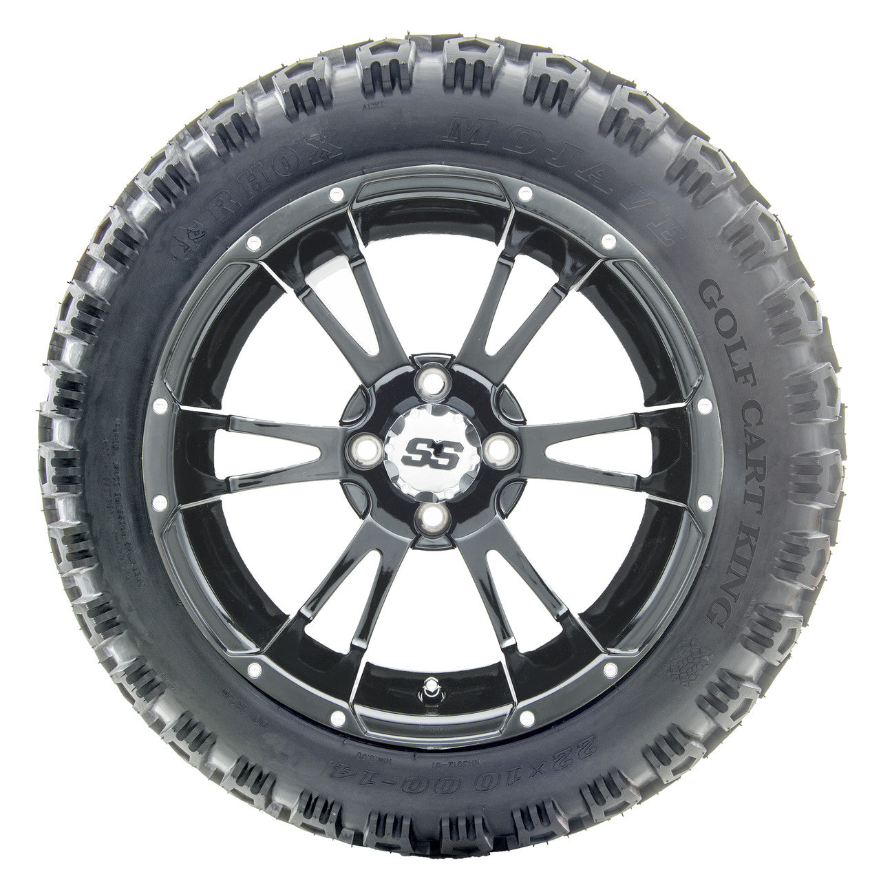 14" RHOX RX341 Black Wheels and Lifted Tires Combo