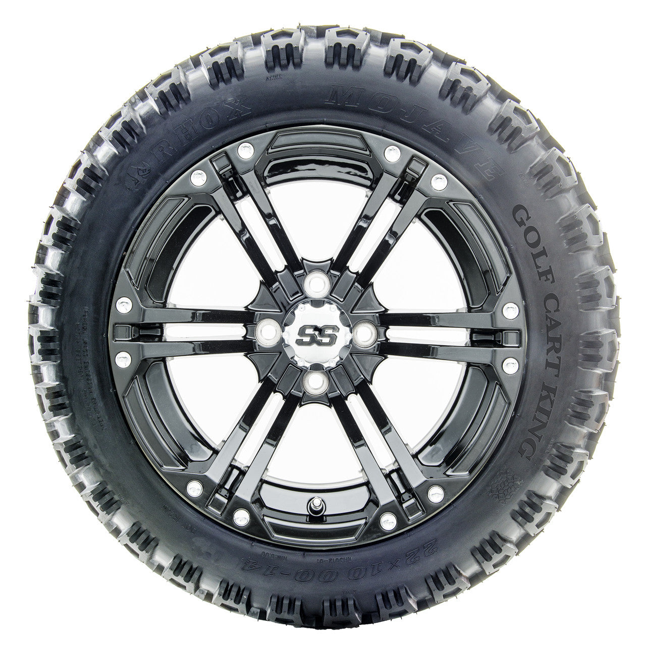 14" RHOX RX351 Gloss Black Wheels and Lifted Tires Combo