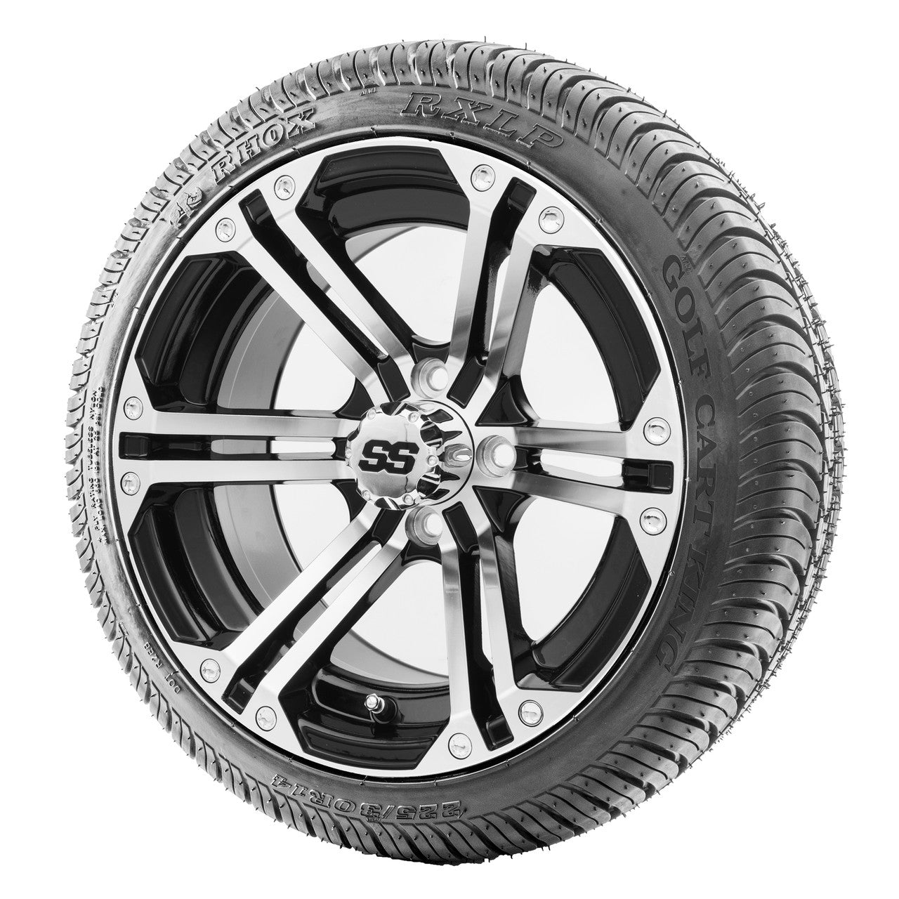 14" RHOX RX350 Machined Wheels and LowPro Tires Combo