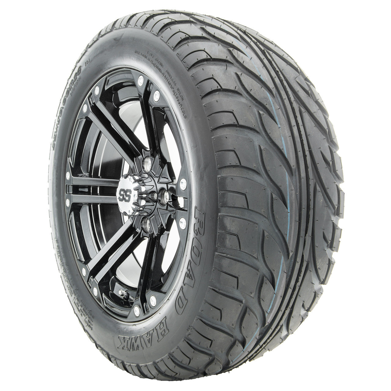 14" RHOX RX351 Gloss Black Wheels and Lifted Tires Combo