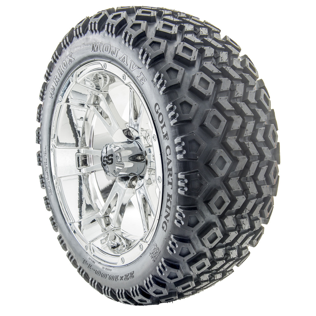 14" RHOX RX342 Chrome Wheels and Lifted Tires Combo