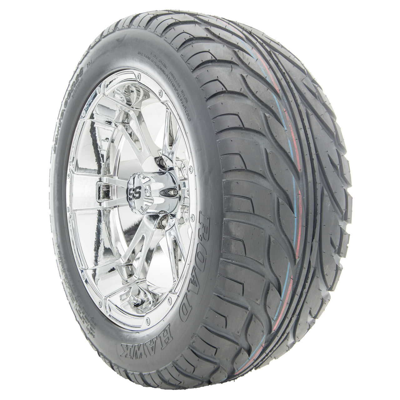 14" RHOX RX342 Chrome Wheels and Lifted Tires Combo
