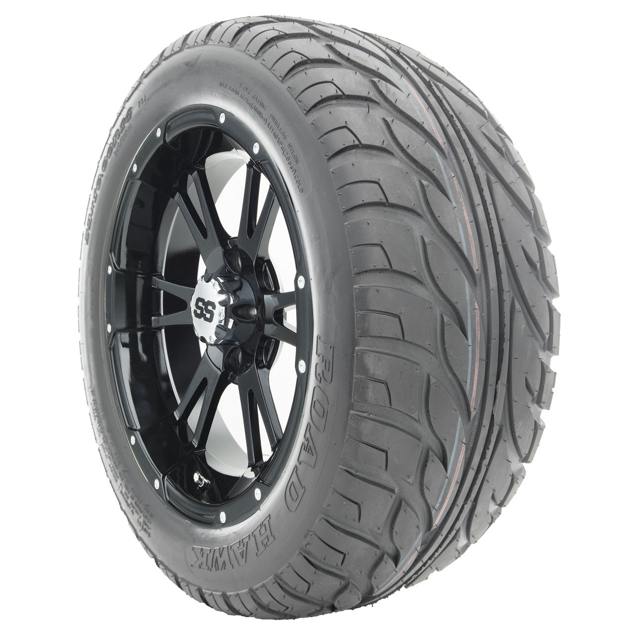 14" RHOX RX341 Black Wheels and Lifted Tires Combo