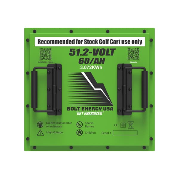 Bolt Energy Lithium Club Car DS, Precedent/Tempo, Onward 51V 60AH Professional Battery Kit