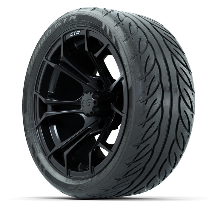 14-inch GTW Matte Black Spyder Wheels with 205/40-R14 Fusion GTR Street Tires (Set of 4)
