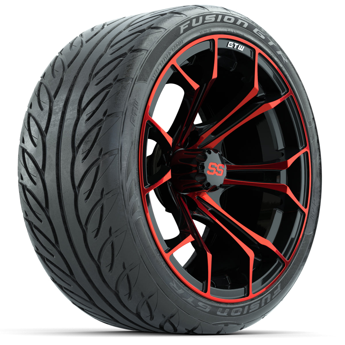 15-Inch GTW Spyder Red and Black Wheels with GTW Fusion GTR Street Tires (Set of 4)