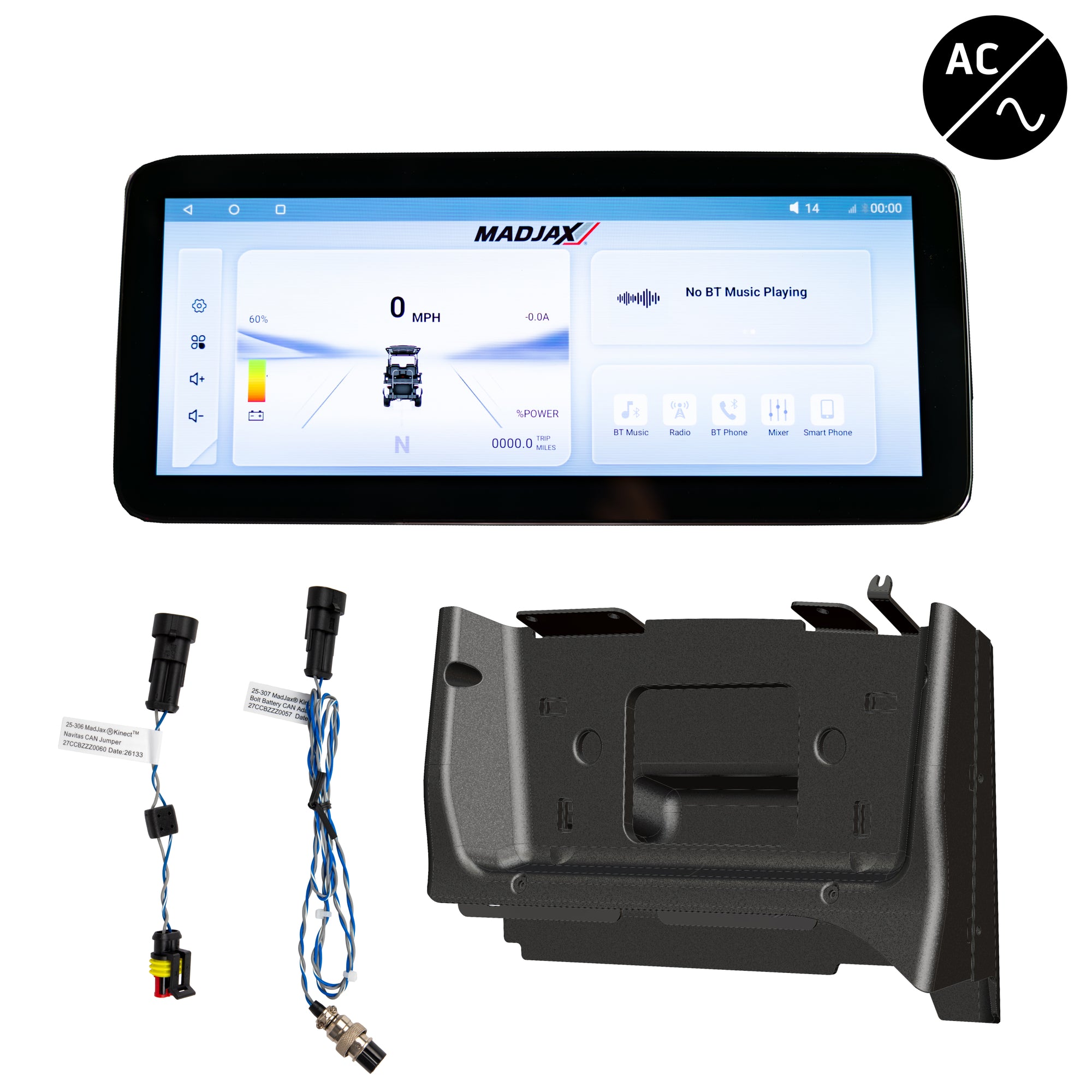 MadJax Kinect Display Screen Kit for A/C motor Club Car Precedent/Tempo/Onward Bolt Battery and Navitas TAC2