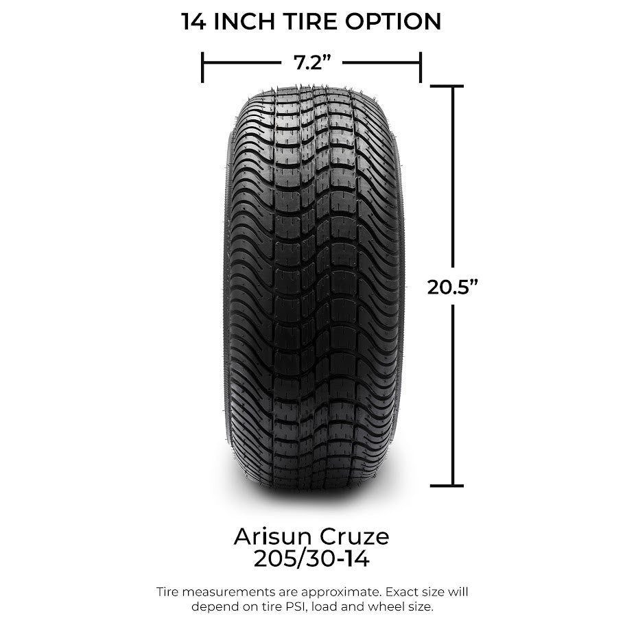 MODZ® 14" Renegade Glossy Black - Low Profile Tires and Wheels Combo
