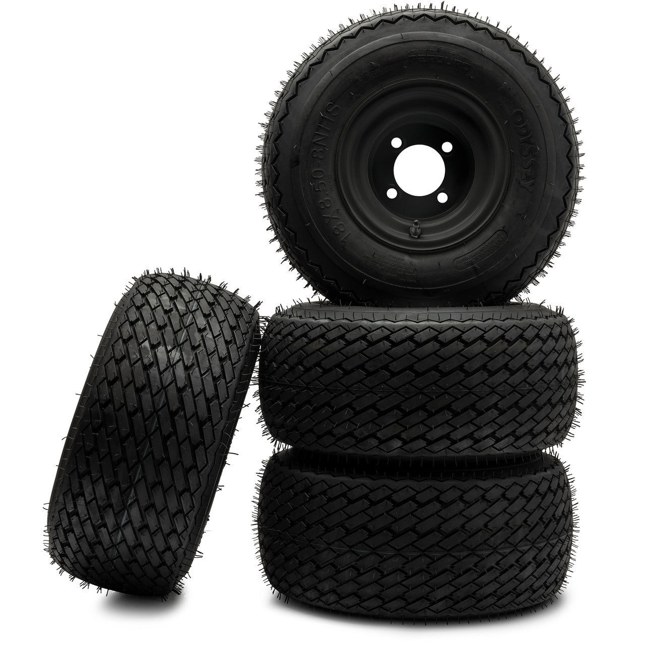 8" Steel Golf Cart Wheels Matte Black and (18/8.5-8) DOT Golf Cart Tires - Set of Four