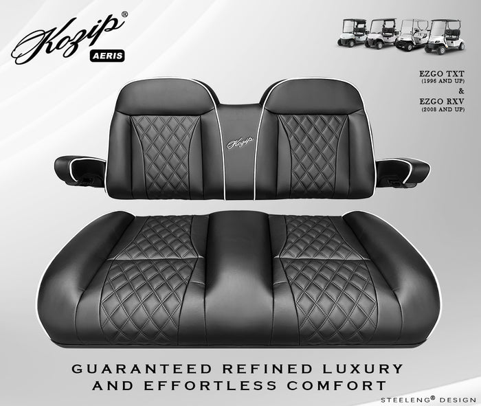 Kozip Aeris Front Seat Cushion Set – Black/White – EZGO RXV / TXT