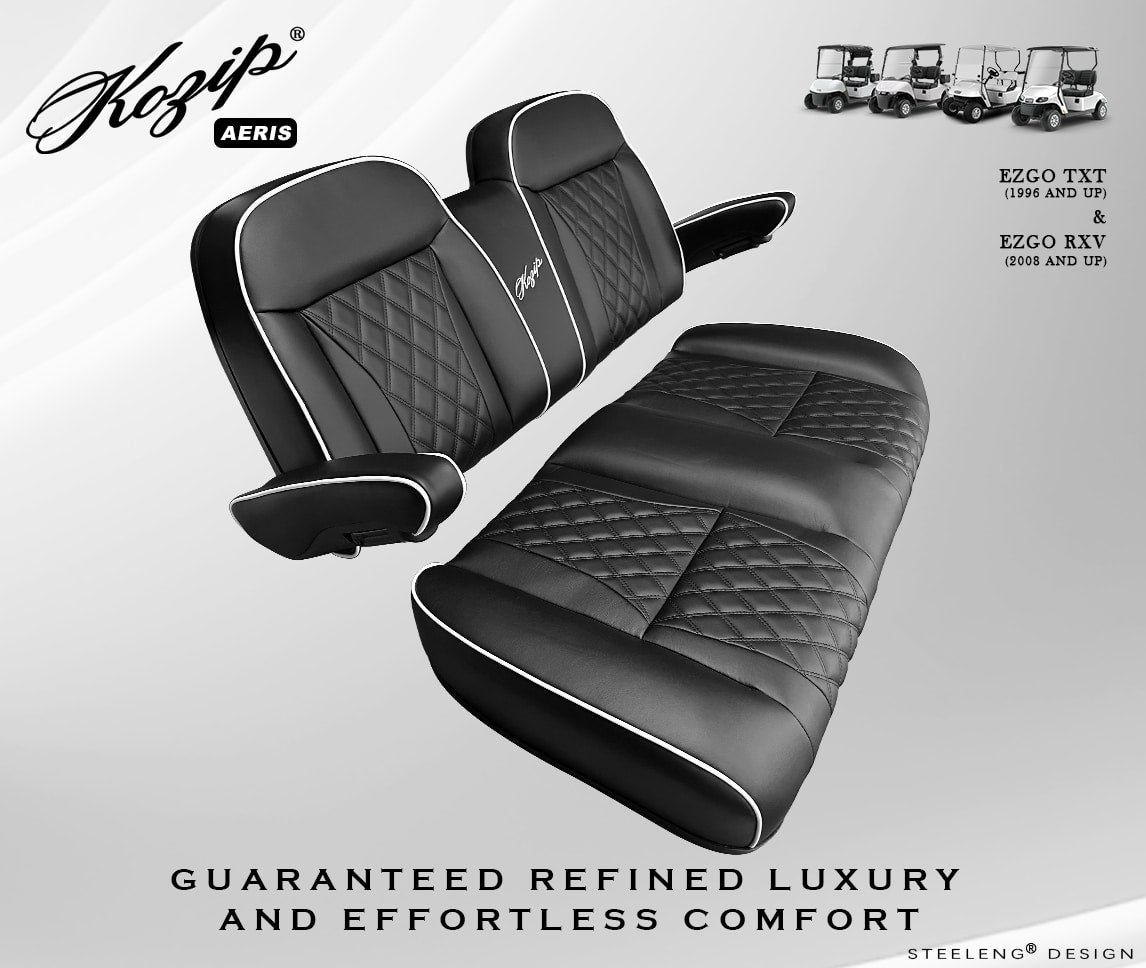 Kozip Aeris Front Seat Cushion Set – Black/White – EZGO RXV / TXT