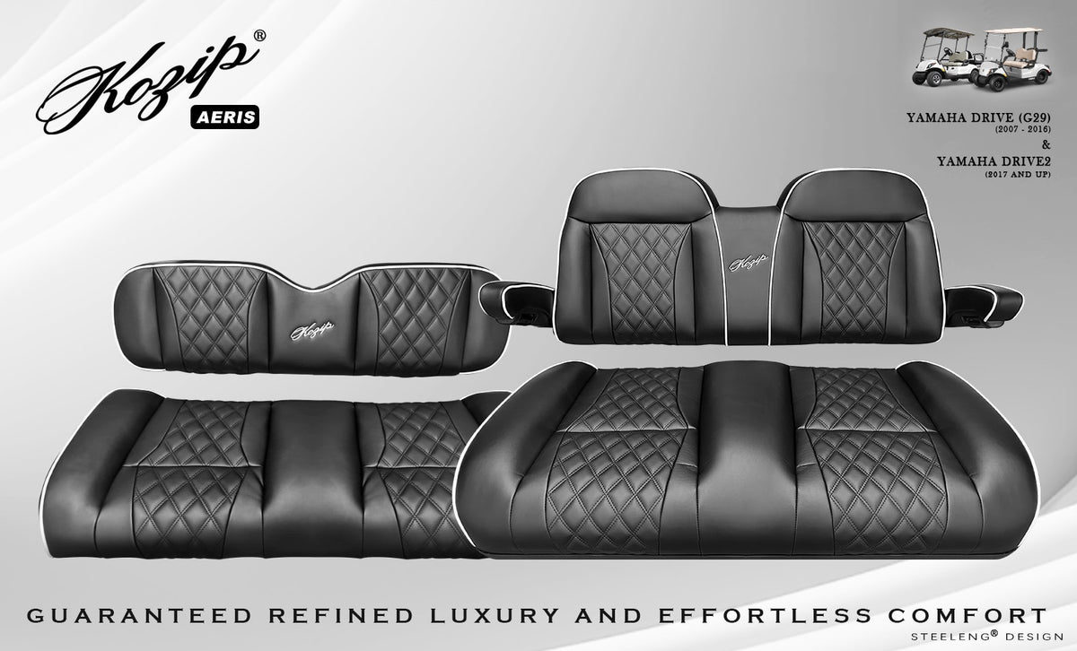 Kozip Aeris Front & Rear Seat Cushion Set – Black/White – Yamaha G29 / Drive 2