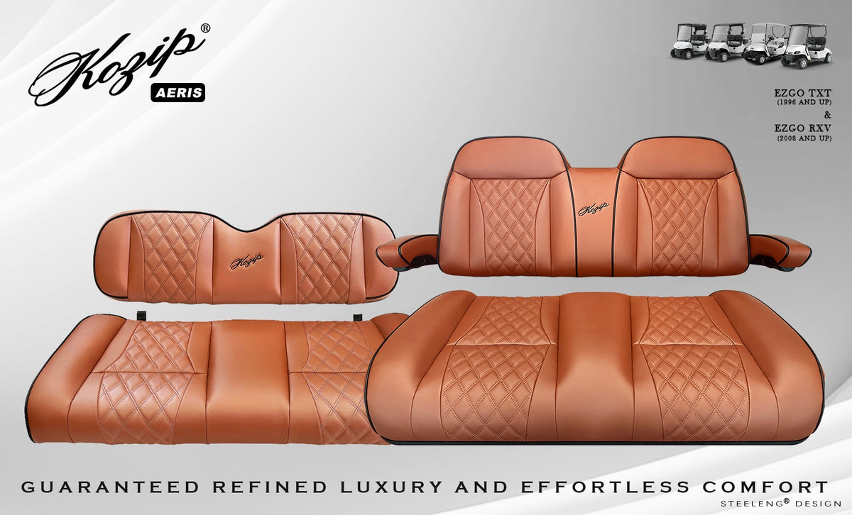 Kozip Aeris Front & Rear Seat Cushion Set – Brown/Black – EZGO RXV / TXT
