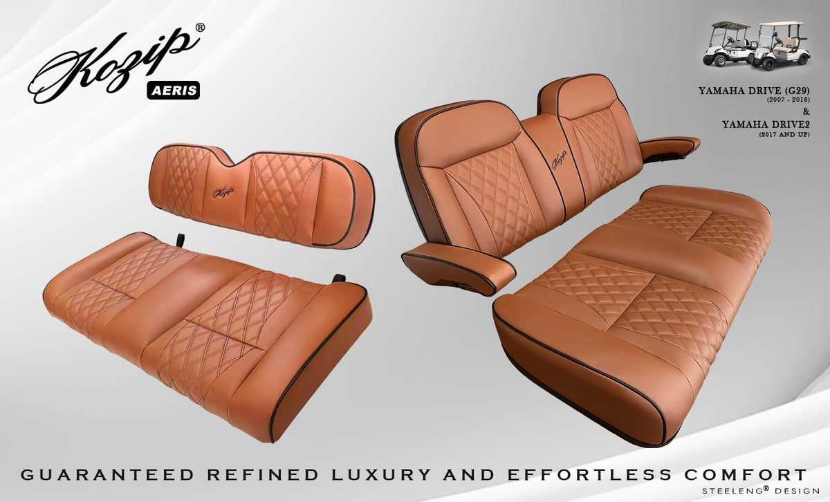 Kozip Aeris Front & Rear Seat Cushion Set – Brown/Black – Yamaha G29 / Drive 2