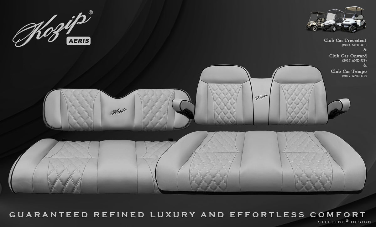 Kozip Aeris Front & Rear Seat Cushion Set – Gray/Black – Club Car Precedent / Tempo / Onward