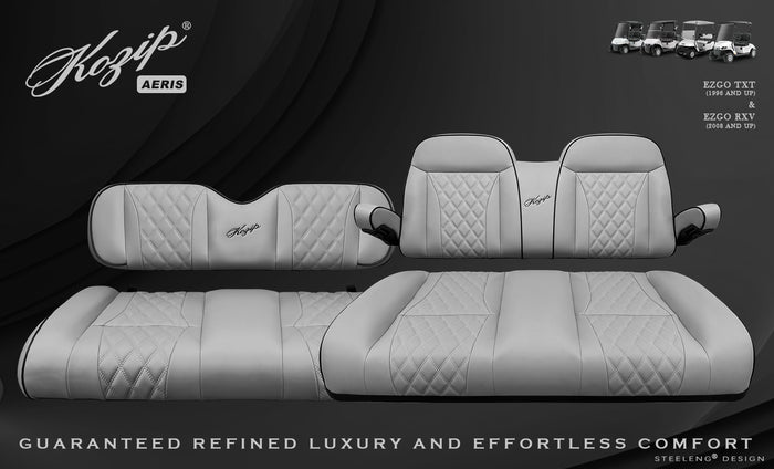 Kozip Aeris Front & Rear Seat Cushion Set – Gray/Black – EZGO RXV / TXT
