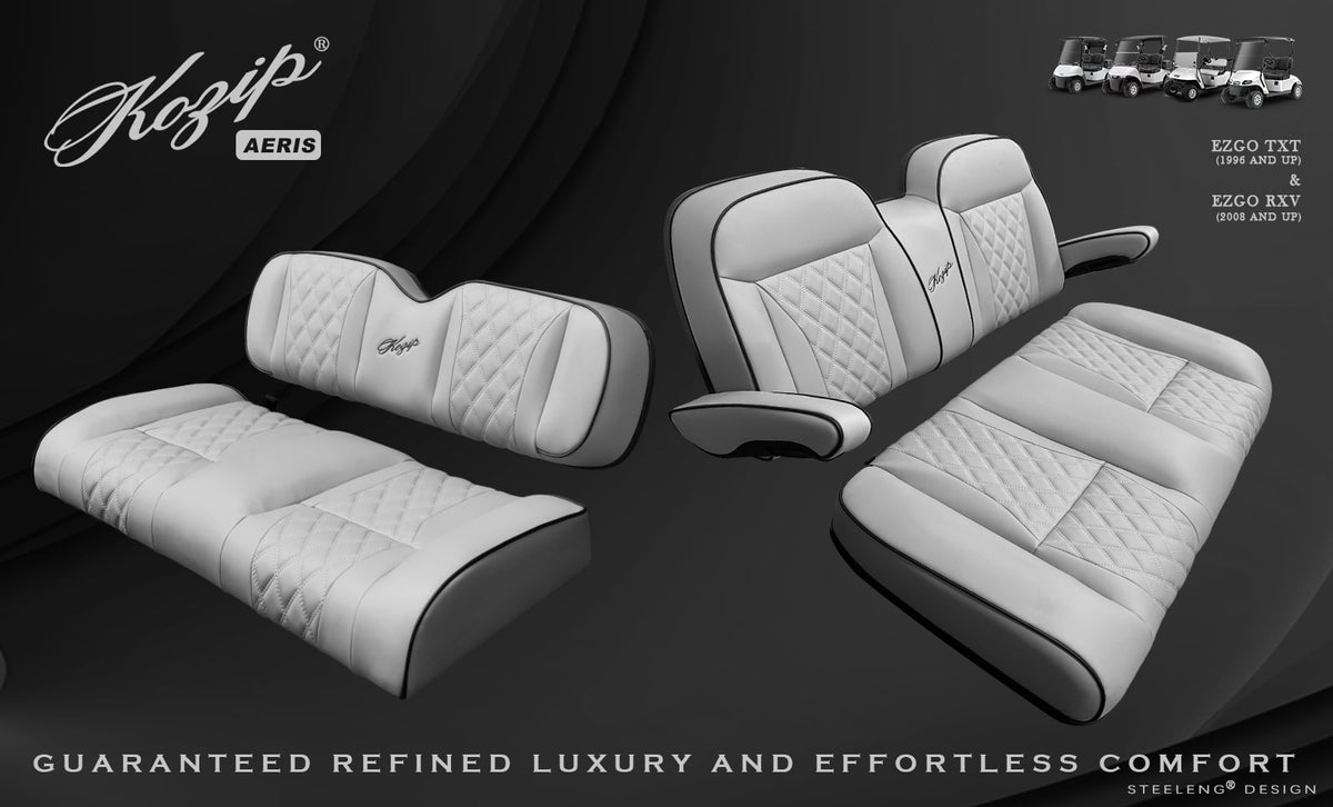 Kozip Aeris Front & Rear Seat Cushion Set – Gray/Black – EZGO RXV / TXT