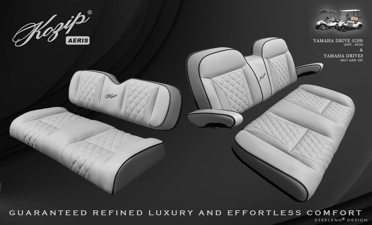 Kozip Aeris Front & Rear Seat Cushion Set – Gray/Black – Yamaha G29 / Drive 2