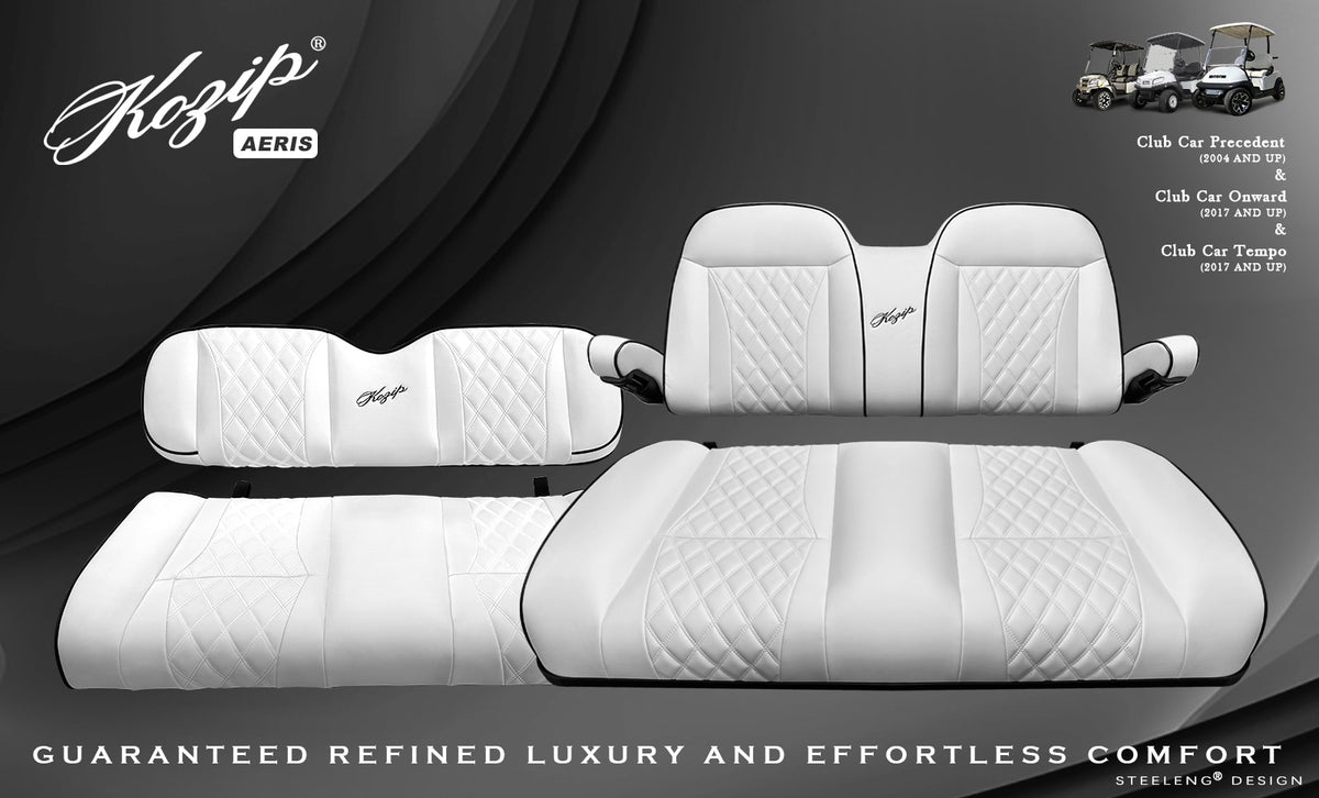 Kozip Aeris Front & Rear Seat Cushion Set – White/Black – Club Car Precedent / Tempo / Onward