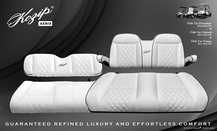 Kozip Aeris Front & Rear Seat Cushion Set – White/Black – Club Car Precedent / Tempo / Onward