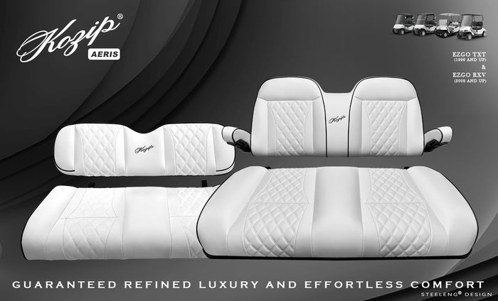 Kozip Aeris Front & Rear Seat Cushion Set – White/Black – EZGO RXV / TXT