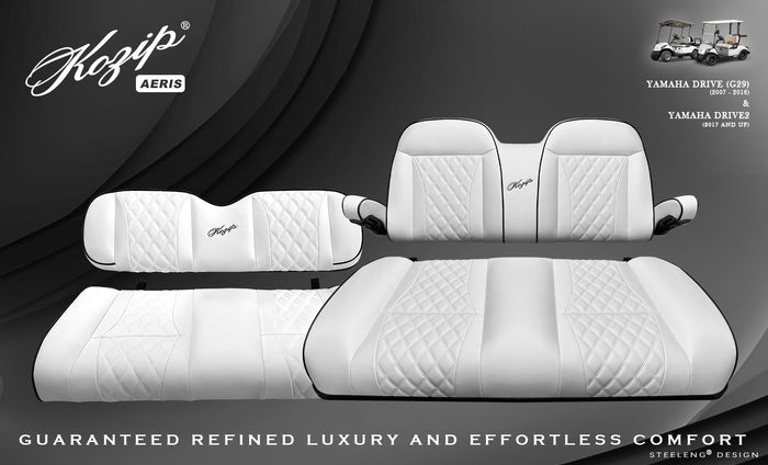 Kozip Aeris Front & Rear Seat Cushion Set – White/Black – Yamaha G29 / Drive 2