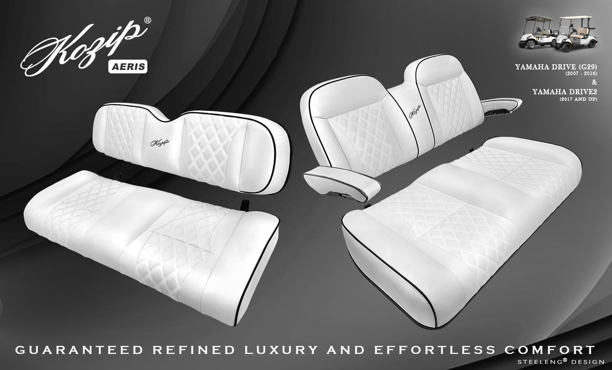 Kozip Aeris Front & Rear Seat Cushion Set – White/Black – Yamaha G29 / Drive 2