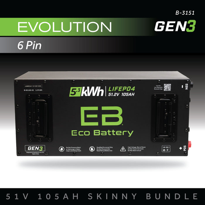 51V 105Ah Skinny Battery Bundle / Evolution (6-Pin)