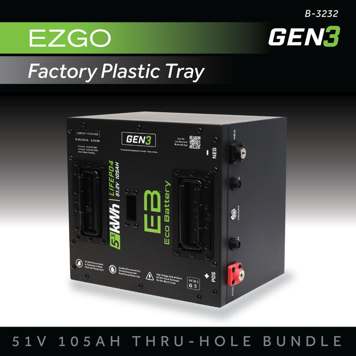 51V 105AH Thru-Hole Battery Bundle / EZGO RXV (Factory Plastic Tray)