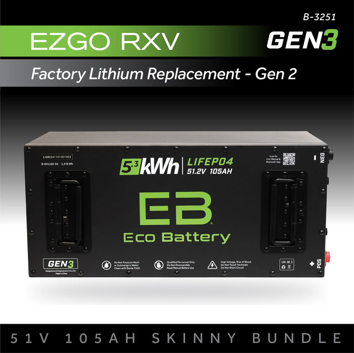 51V 105AH Skinny Battery Bundle / EZGO RXV Samsung Gen2 (2022+)