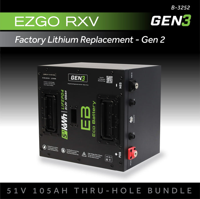 51V 105AH Thru-Hole Battery Bundle / EZGO RXV Samsung Gen2 (2022+)