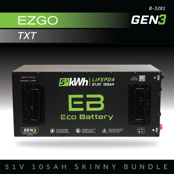 51V 105AH Skinny Battery Bundle / EZGO TXT