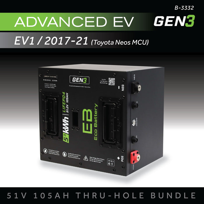 51V 105AH Thru-Hole Battery Bundle / Advanced EV EV1 / 2017-21 (Toyota Neos MCU)