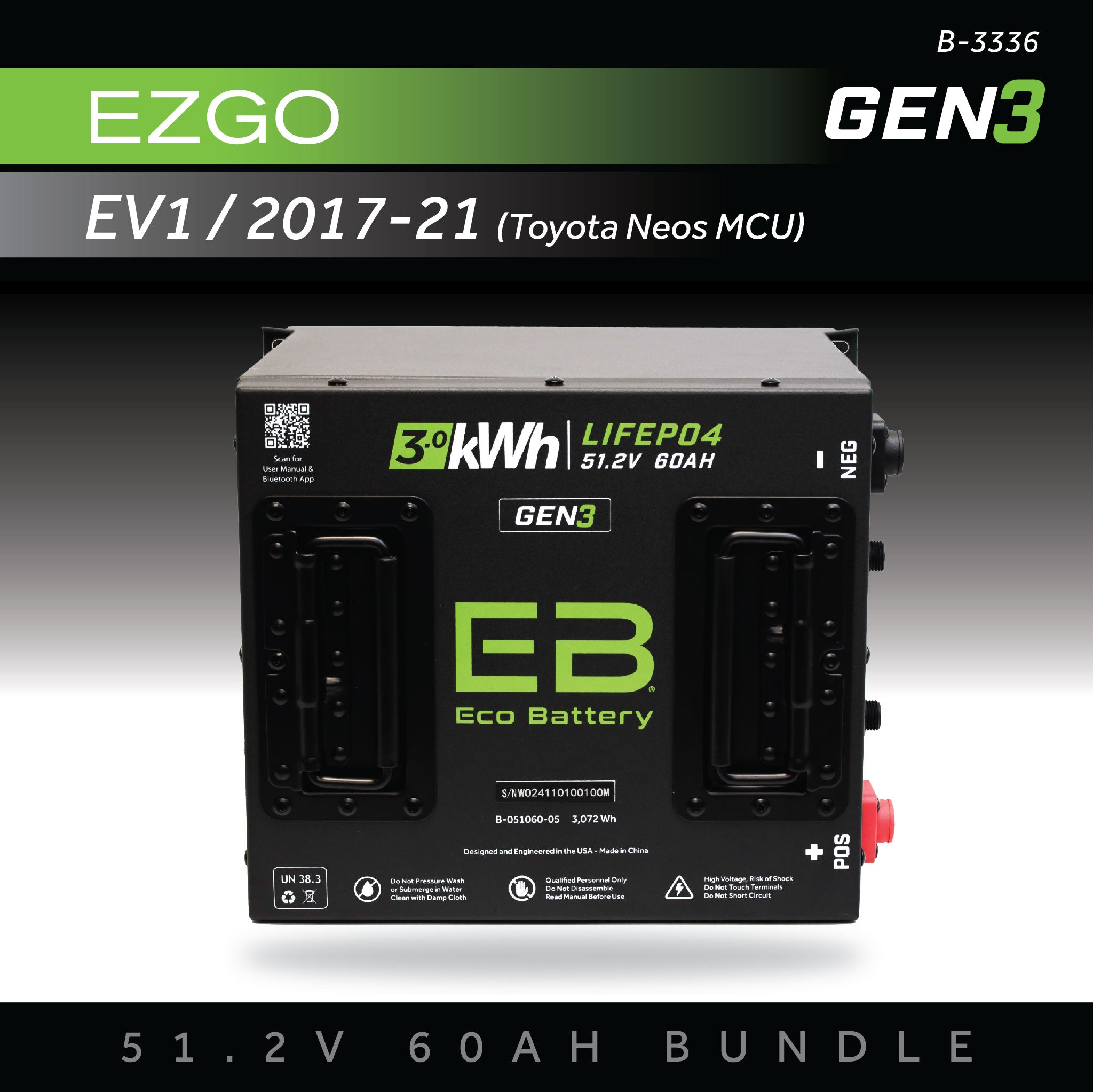 51V 60AH Battery Bundle / Advanced EV EV1 / 2017-21 (Toyota Neos MCU)