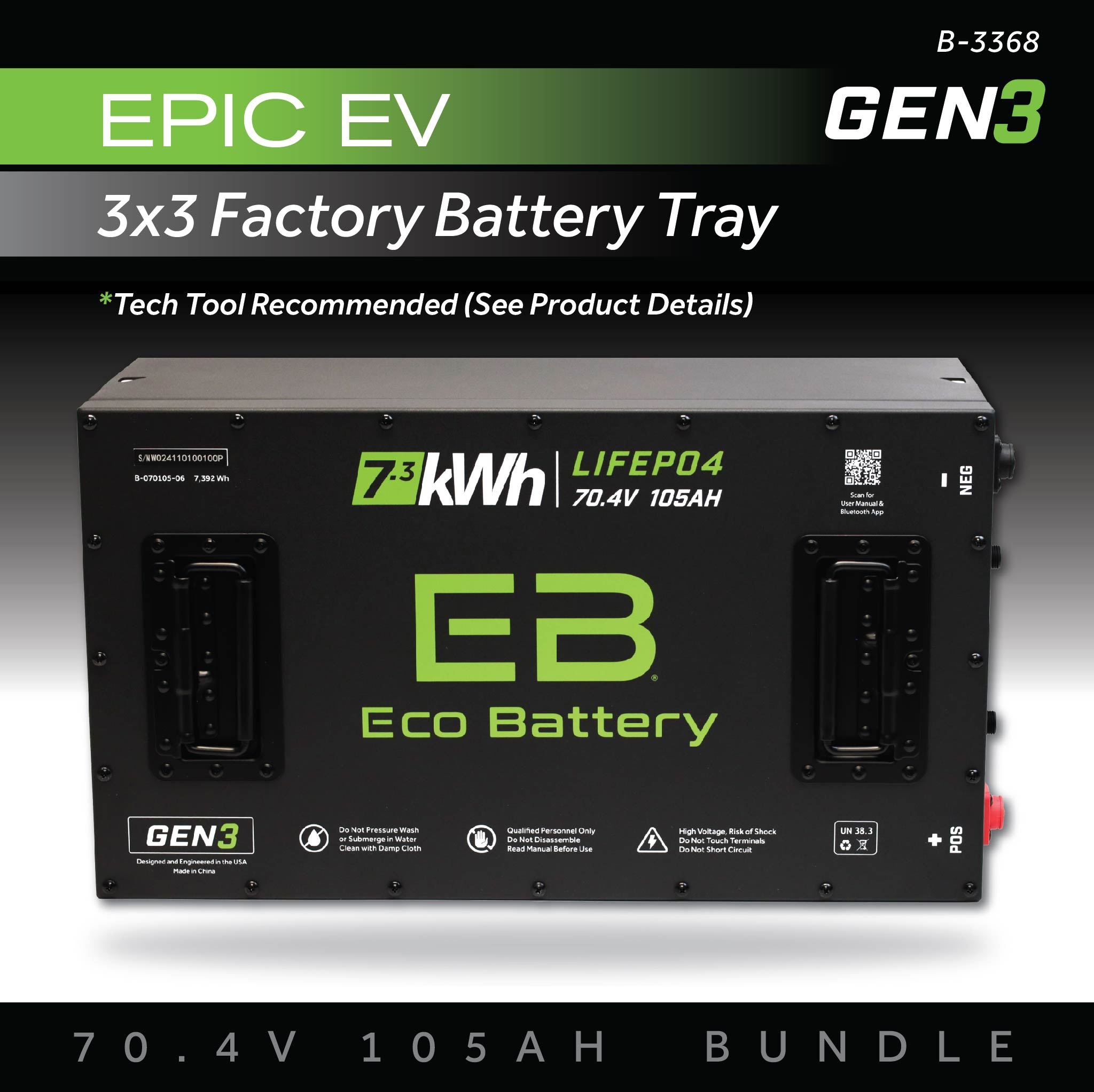 70V 105AH Battery Bundle / Epic EV (3 x 3 Factory Battery Tray)
