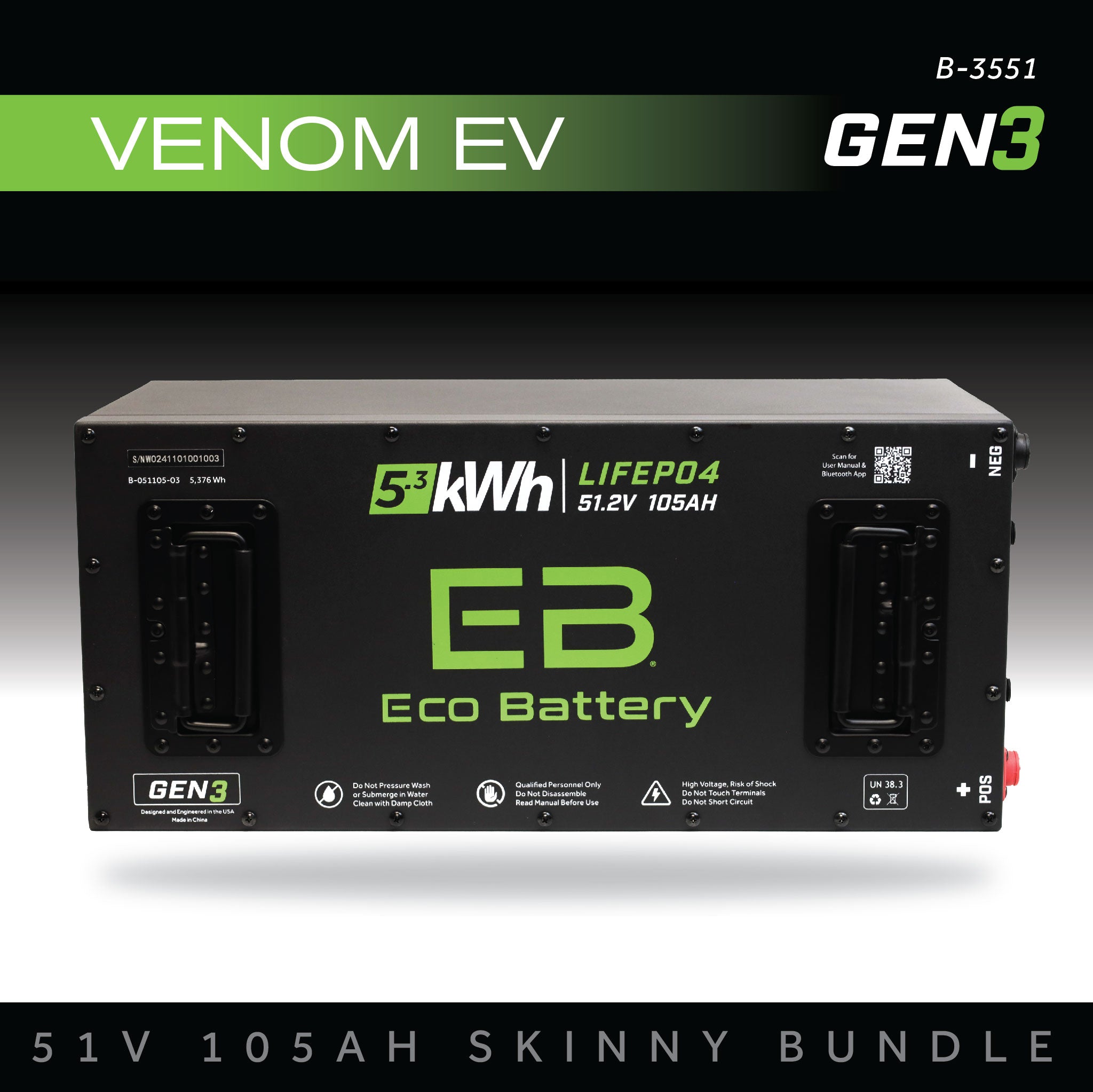 51V 105Ah Skinny Battery Bundle / Venom