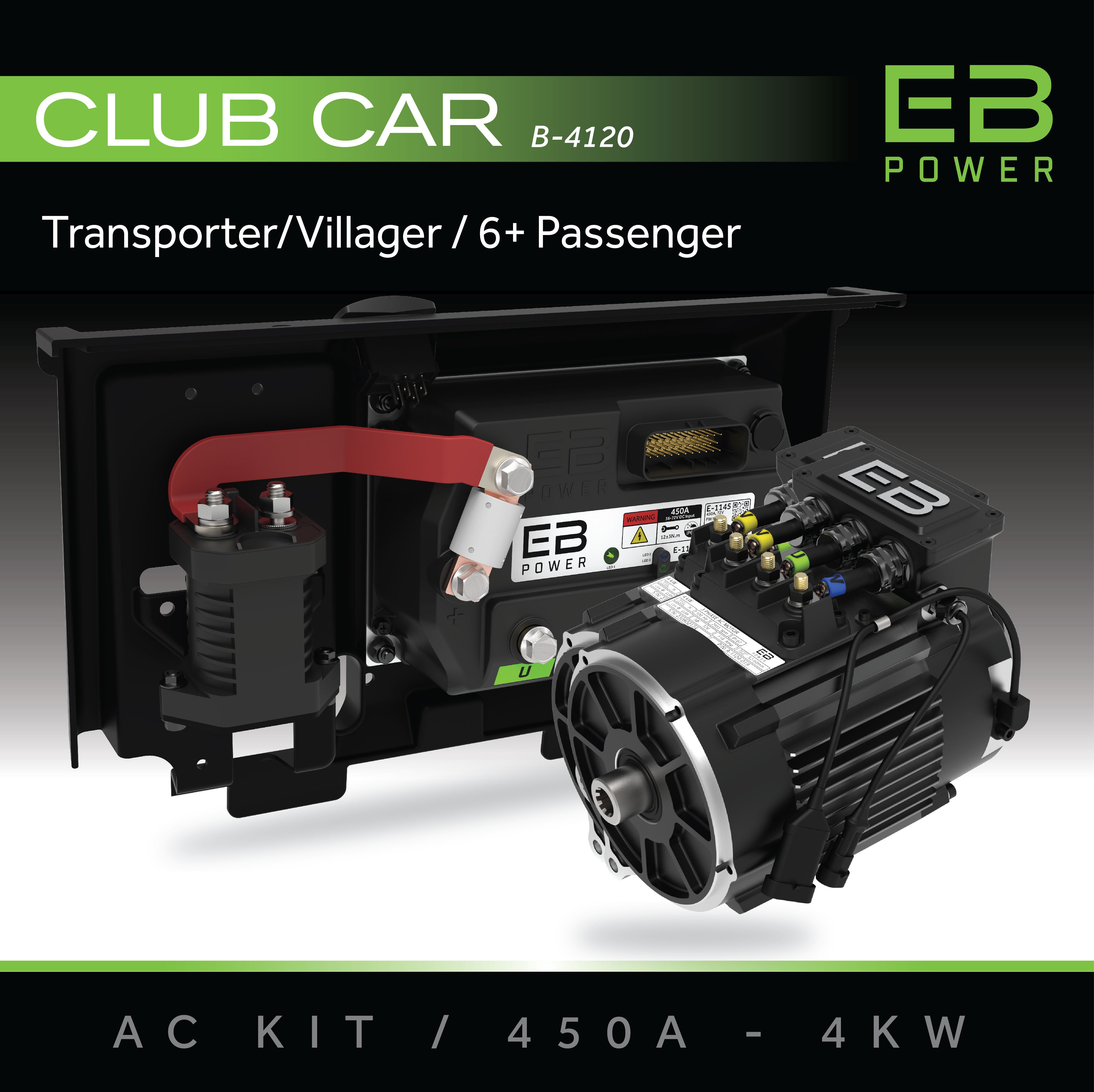 EB Power AC Kit / 450A + 4kW / Club Car Transporter/Villager / 6 Passenger