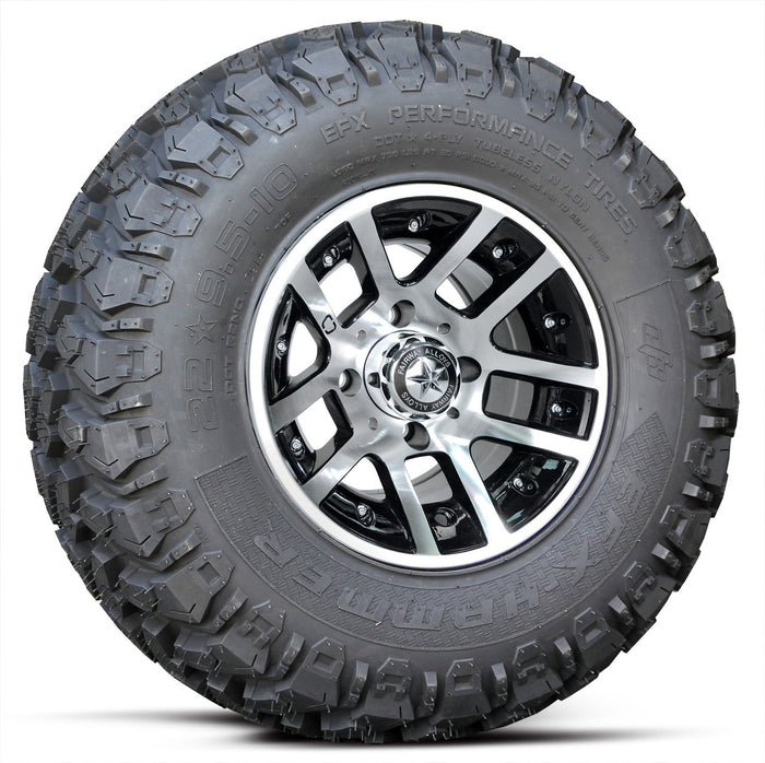 Fairway Alloys 10" Illusion Machined Black Wheels with Hammer Tire Combo