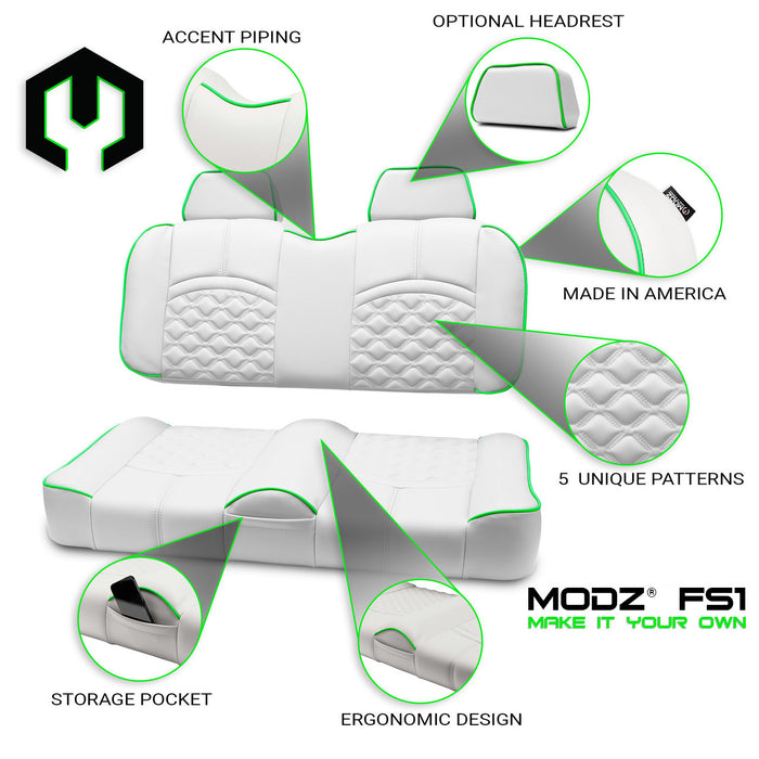 MODZ® FS1 Custom Front Seat - White Base - Choose Pattern and Accent Colors