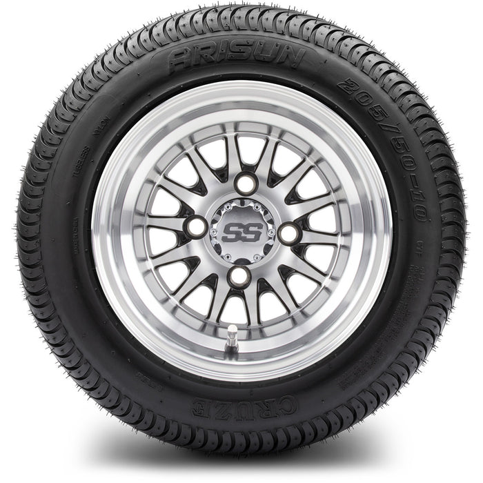 MODZ® 10" Medusa Machined Black - LowPro Tires and Wheels Combo