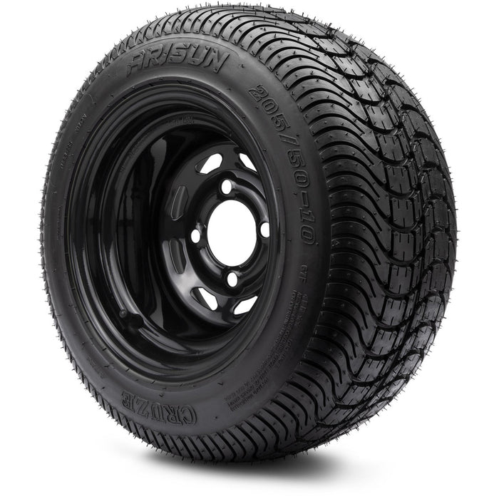 MODZ® 10" D-Window Glossy Black Steel Wheel and Street Tire Combo