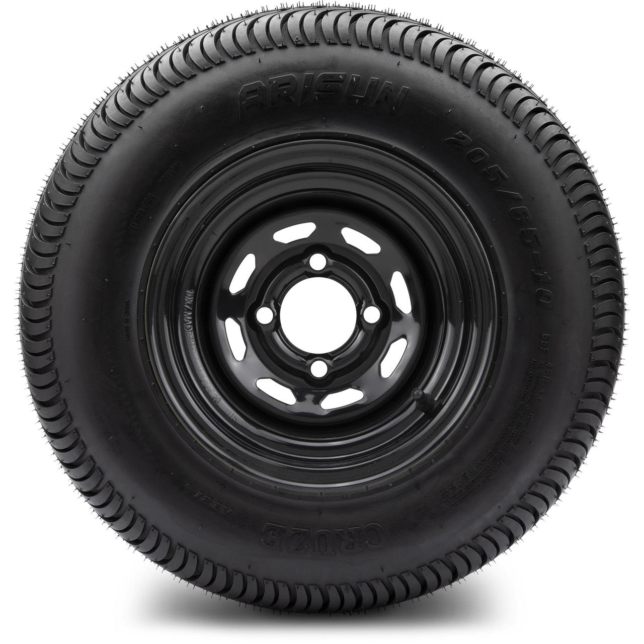 MODZ® 10" D-Window Glossy Black Steel Wheel and Street Tire Combo