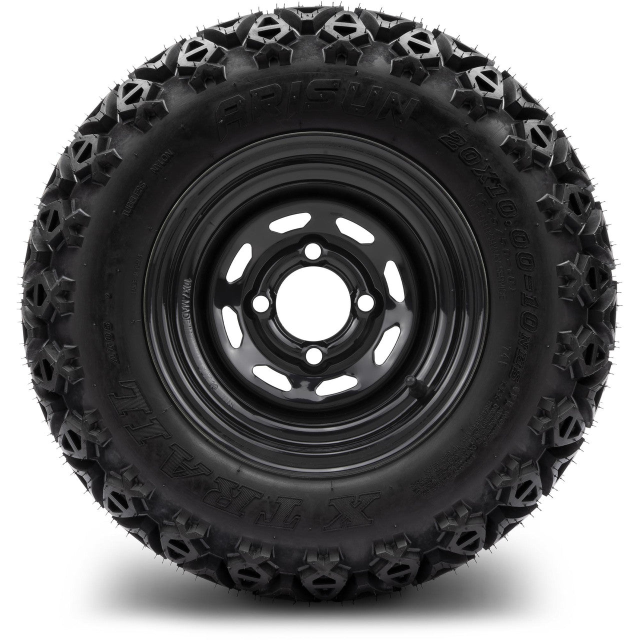 MODZ® 10" D-Window Glossy Black Steel Wheels with Lifted Tires Combo