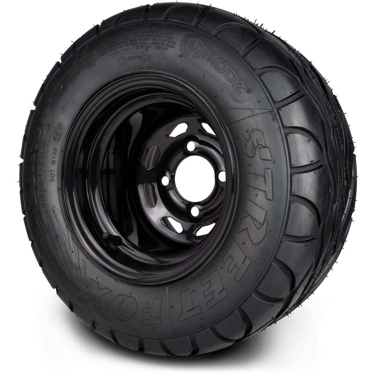 MODZ® 10" D-Window Glossy Black Steel Wheels with Lifted Tires Combo
