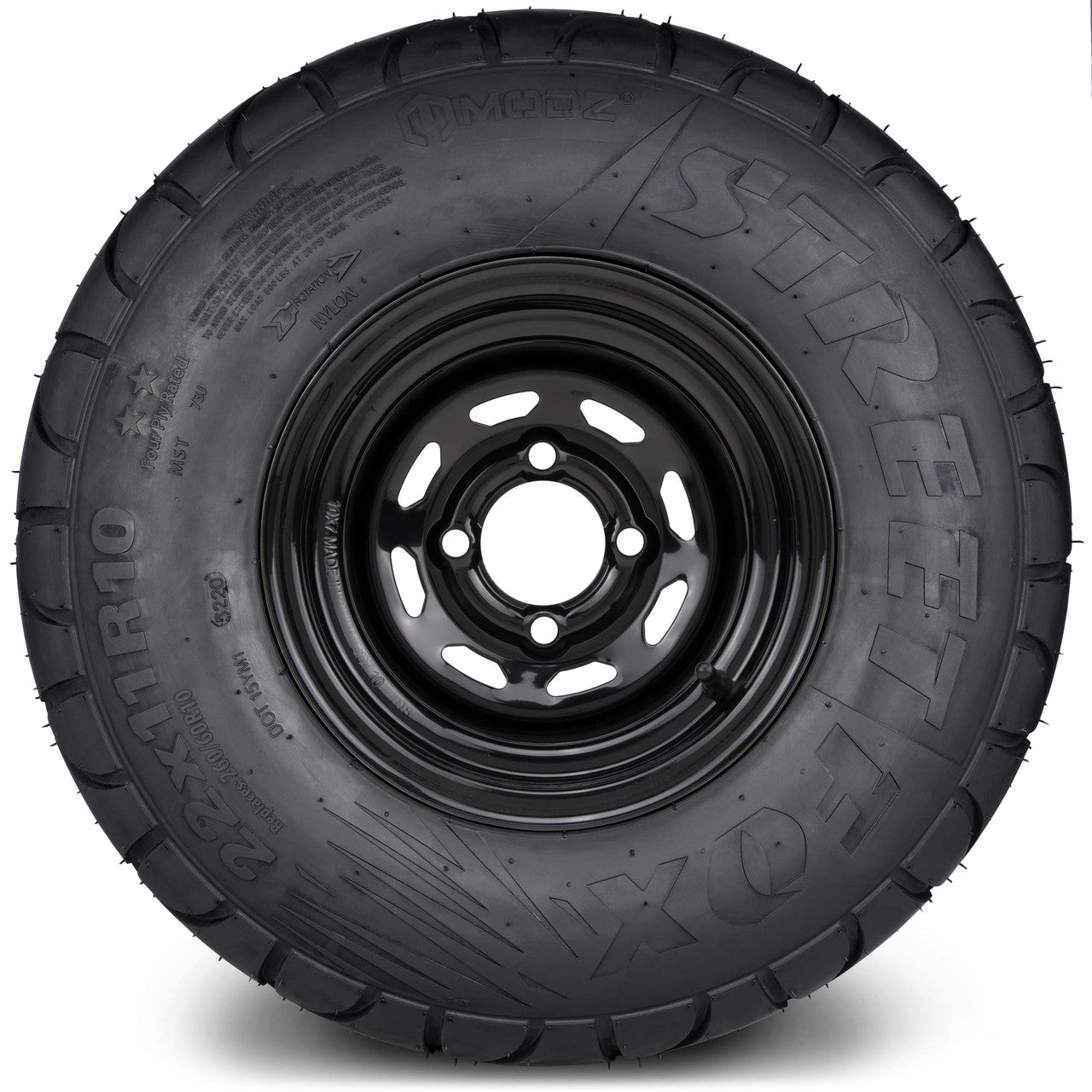 MODZ® 10" D-Window Glossy Black Steel Wheels with Lifted Tires Combo