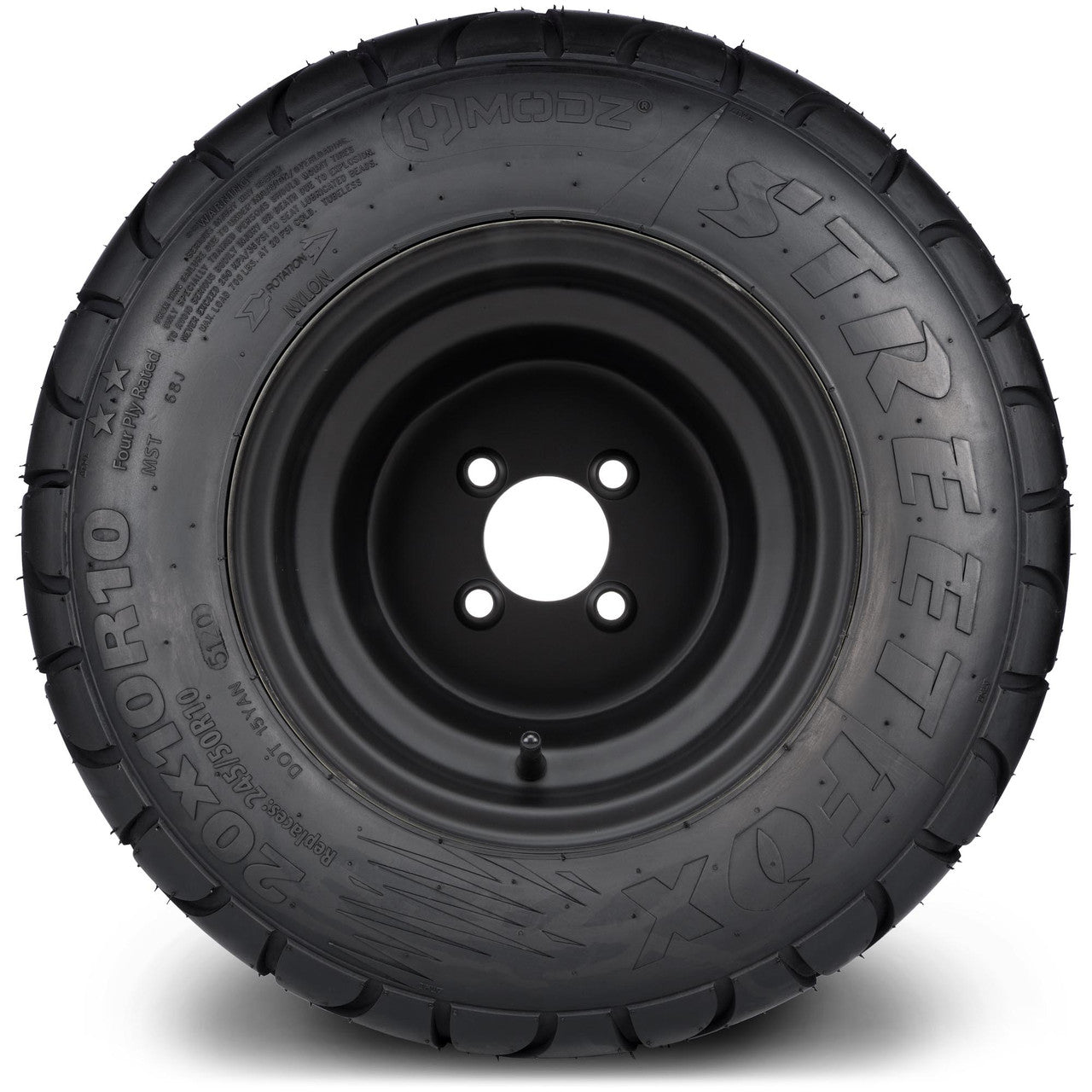 MODZ® 10" Flat Black Steel Wheels with Lifted Tires Combo