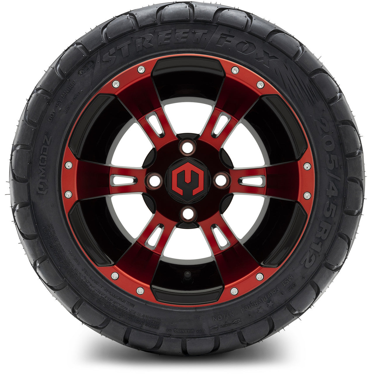 MODZ® 12" Ambush Red and Black - LowPro Tires and Wheels Combo