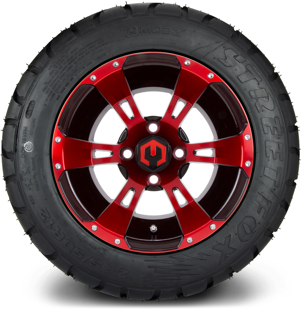 MODZ® 12" Ambush Red and Black - LowPro Tires and Wheels Combo