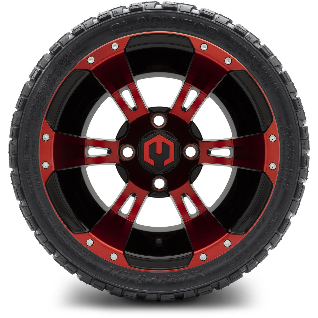 MODZ® 12" Ambush Red and Black - LowPro Tires and Wheels Combo